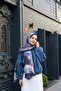 Petra Spiral Pattern Shawl - Navy Blue Purple - 3