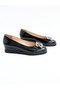 Women's Genuine Leather Wedge Heeled Shoes Black Patent Leather - 2