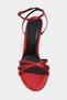 Ava Red Satin Cross Detail Ankle Strap Women's Heeled Shoes - 6
