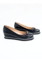 Women's Genuine Leather Wedge Heeled Shoes Black - 2