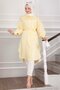 Self-Paillette Lace-Up Long Shirt Tunic Yellow - 4