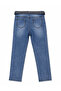 Plus Size Belted Lycra Stoned Denim Women's Trousers - 2