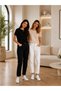 Set of 2 Women's Black-Beige Basic T-Shirts - Crew Neck Cotton T-Shirt