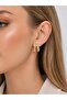 Brass Gold Color Line Detail Bow Earrings - 2