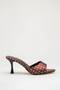 Brown Polka Dot Women's Heeled Slippers 9 cm Satin Thin Heel Stylish Event Shoes - 2