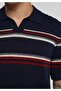 Regular Fit Polo Neck Jacquard Men's Navy Blue Short Sleeve Sweater - 4