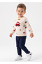 Car Patterned 100% Cotton Men's Crew Neck Soft Textured Top and Bottom Baby Kids Set - 3