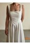 Waist Flounce Poplin Midi Dress - 5
