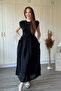 Leather Belted Padded Midi Dress - 4
