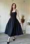 Thick Strap Midi Poplin Dress with Waist Belt - 3
