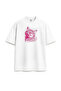 Pink Cat Pink Cat Printed Design Relax Fit White T-Shirt