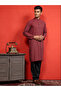 Mens Red All-Over Printed Cotton Kurta Set - 4
