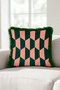 Geometric Art Deco Velvet Fringed Pillowcase - Zigzag Bohemian Powder Black Tassel Throw Pillow Cover - 4