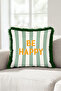 Striped Motto Elegant Fringed Pillowcase-Playful Summer Themed Boho Mint Black Tassel Throw Pillow Cover - 3