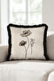 Elegant Botanical Fringe Pillowcase with Floral Pattern - Minimal Floral Beige Black Tassel Throw Pillow Cover - 6