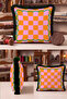 Plaid Geometric Retro Fringed Pillowcase-Wavy Boho Pink Orange Black Tassel Throw Pillow Cover - 7
