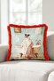 Vintage Duck Bath Figured Fringed Pillowcase - Nostalgic Animal Red Tassel Throw Pillow Cover - 2