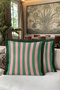 Modern Striped Elegant Fringed Pillowcase-Retro Geometric Bohemian Pink Black Tassel Throw Pillow Cover - 3