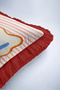 Bohemian Striped Text Stylish Fringed Pillowcase - Retro Holiday Blue Ecru Red Tassel Throw Pillow Cover - 8