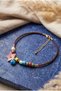 Handmade Custom Design Necklace with Glass Beads and Lace Flower Detail on Leather Cord - 3