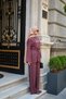 Women's Suit with Three Brooches, Hidden Buttons, and Lace-Up Waist in Plum Color - 4