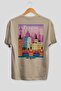 Prague Czech Beige Oversize Country City Back Printed Unisex T-Shirt 100% Cotton Premium