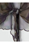 Khaki Batik Patterned Women's Tulle Beach Blouse - 2