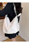 White Solid Zip Closure Backpack