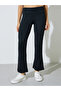 Black Solid Flared Leggings - 2