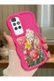 Redmi 10 Compatible Case Camera Protector Red Silicone Couple Phone Case Floral Pattern