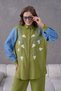 Women's Embroidered Linen Shirt Top and Bottom Set