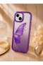 iPhone 14 Plus (6.7 Inch) Compatible Silvery Transparent Butterfly Patterned Color Gradient Processing Stone Detailed Metal Camera Protected Hard Silicone Butterfly Case - 4