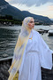 French Silk Shawl Model Pastel Floral Patterned Hijab Shawl