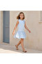 Round Neck Sleeveless Knee-Length Dress with Floral Accent - 5