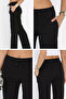 Black Women's Self-Patterned Elastic Waist Palazzo Trousers - 5