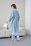 Women's Bead Embellished Denim Kimono Cardigan and Denim Trousers Set - 8