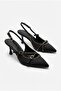 129-2601 Satin Buckle Detailed Trok Patterned 6 cm Heel Height Women's Shoes