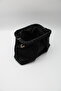 Women's Black Suede Black Clutch Portfolio Chain Cross Strap Hand and Shoulder Bag - 7