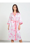 White Bow Print 3/4 Sleeve Robe - 2