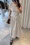 Beige Draped Midi Poplin Dress with Waist Detail - 2Y4100 - 3