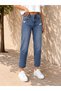 Women's Light Blue High Waist Mom Fit Ripped Detailed Denim Jean Trousers - 3