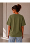 Set of 2 White-Khaki Oversize Women's T-Shirts - Crew Neck Cotton T-Shirt - 5