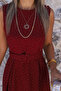 Burgundy Stone Belted Halter Flared Dress - 4