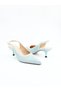 Women's Genuine Leather Heeled Shoes Blue - 3