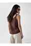 Brown V-Neck Gathered Blouse - 3