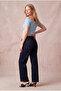 Maternity White/Blue Striped Viscose Madonna Collar Short Sleeve Front Gathered Lace-Up Crop Blouse Grace - 2
