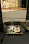 Set of 6 Square Stainless Steel Trays – Decorative Coffee and Tea Serving Tray with Embossed Pattern