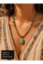 Natural Stone Turquoise and Tiger's Eye Stone Mandala Patterned Bohemian Women's Necklace