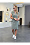 Women's Short Sleeve Collared Viscose Two Thread Dress - 2