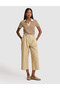 Beige Loose Fit Canvas Trousers 50321204-Vr011